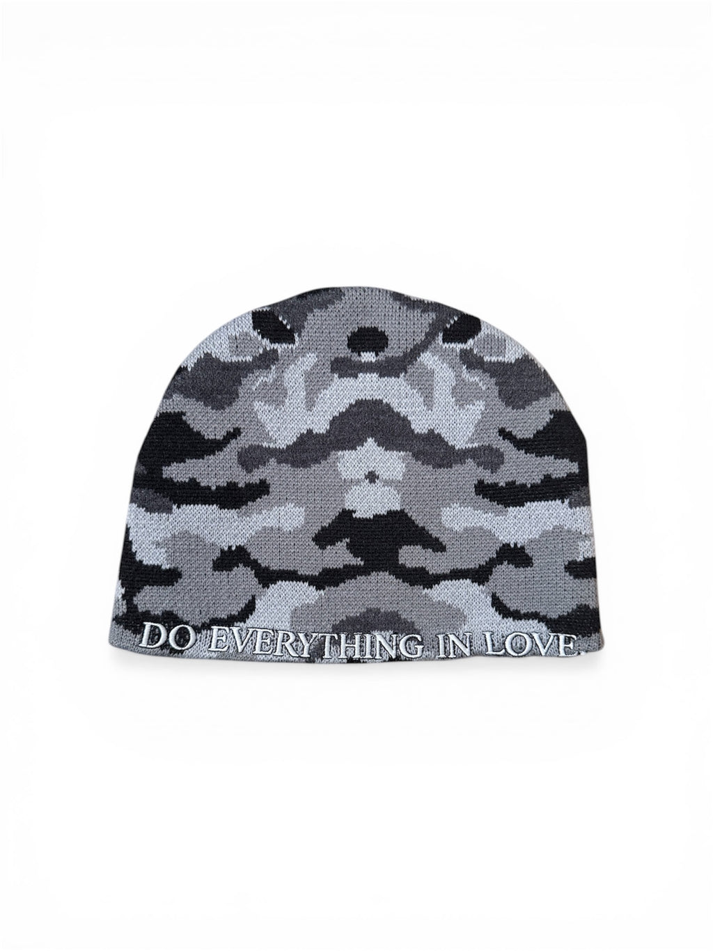 Black Camo Satin-Lined LOVE Beanie