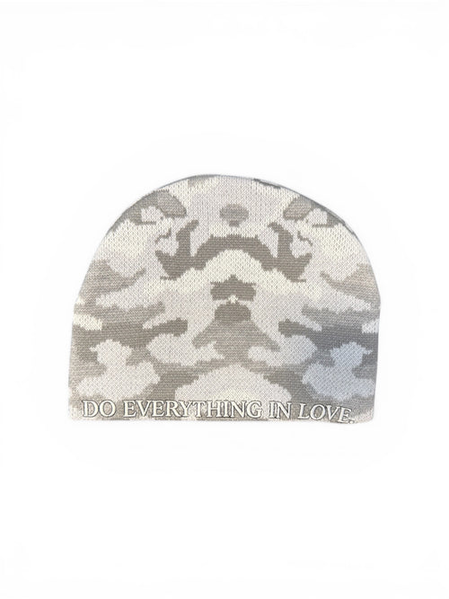 White Camo Satin-Lined LOVE Beanie